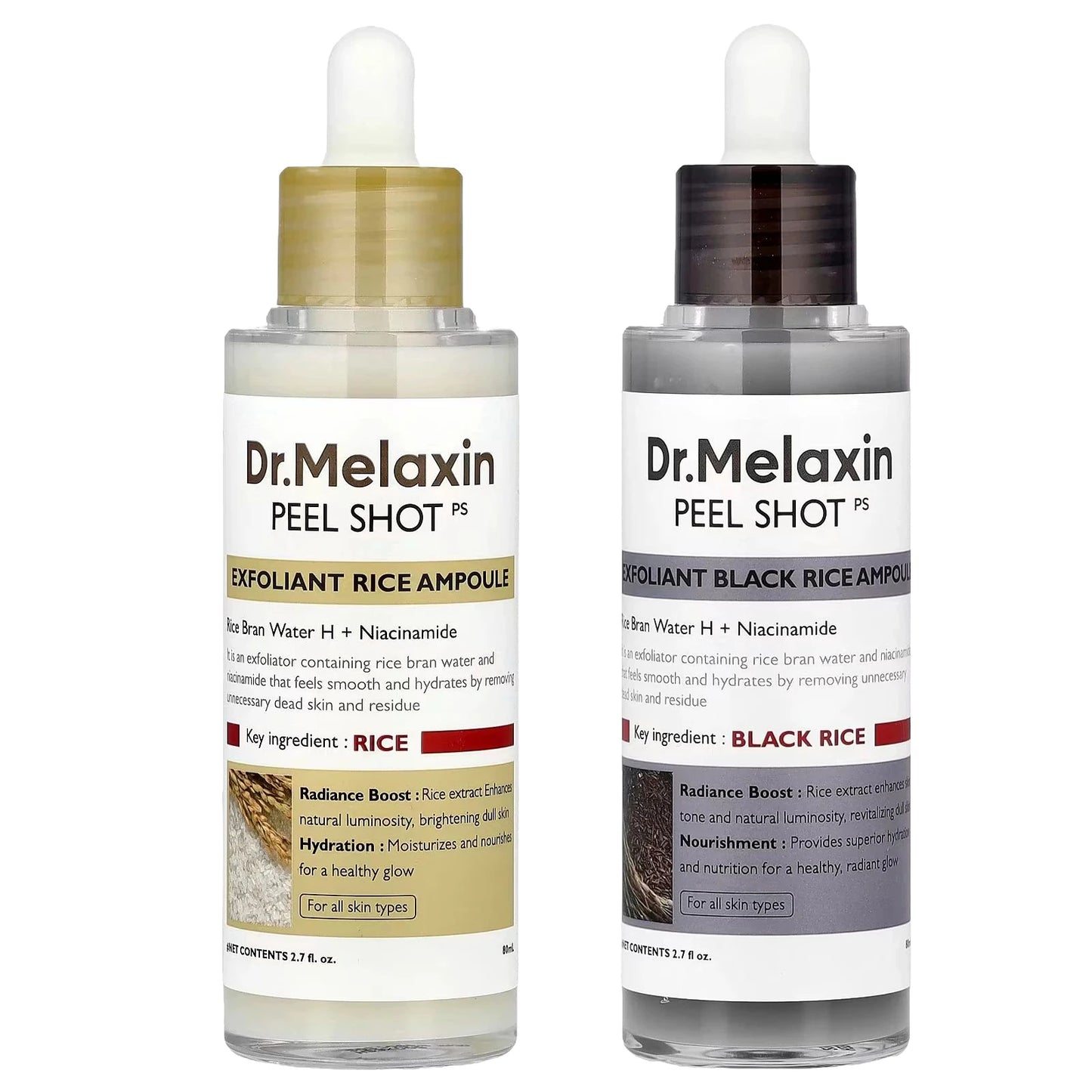 Dr. Melaxin Korean Black Rice Peeling Ampoule Exfoliating Face Remove Dead Skin Cells Blackheads Moisturizing Facial Skincare
