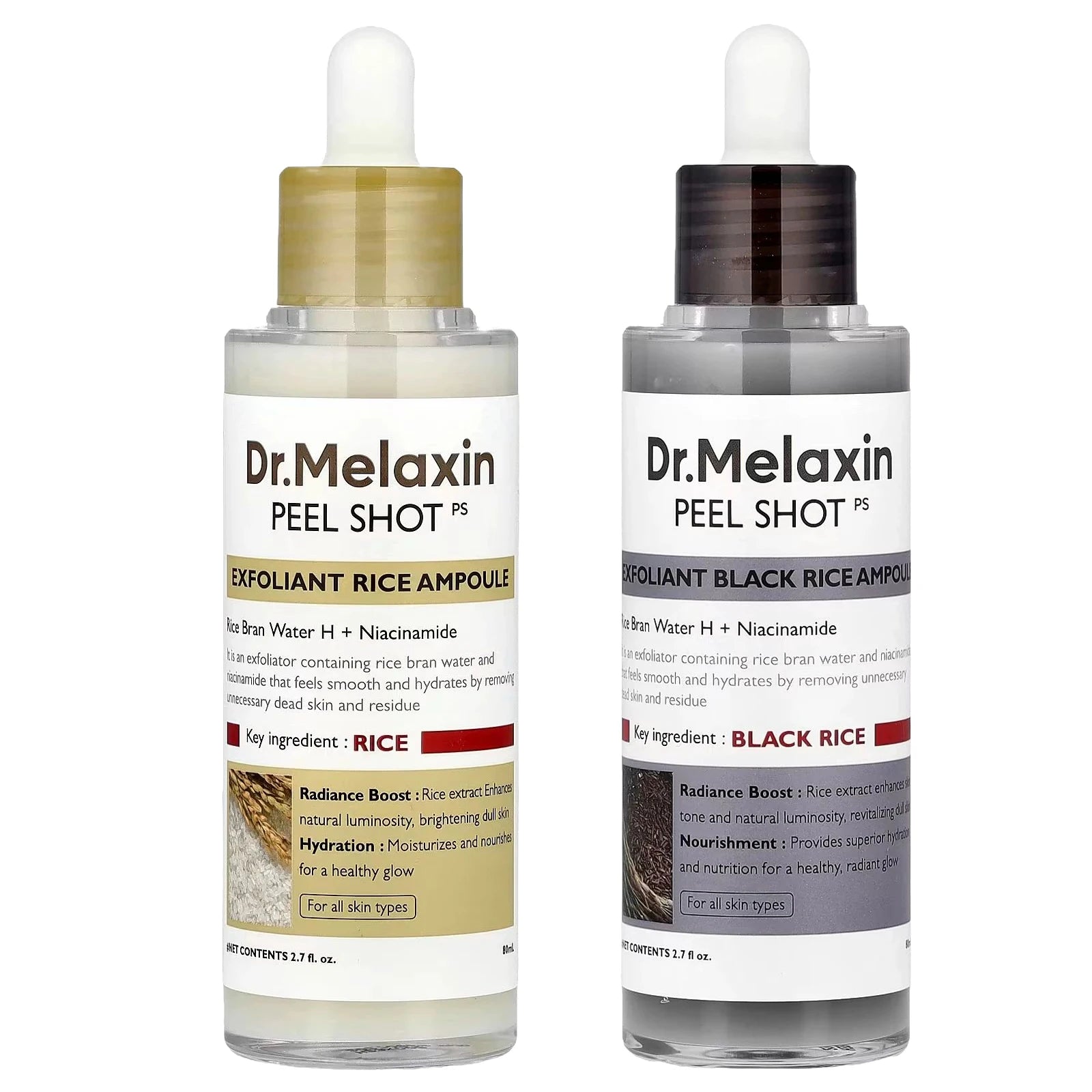 Dr. Melaxin Korean Black Rice Peeling Ampoule Exfoliating Face Remove Dead Skin Cells Blackheads Moisturizing Facial Skincare